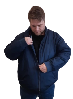 Pánská zimní bunda 3XL tmavě modrá mačkaného vzhledu