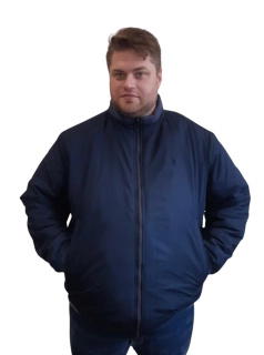 Pánská zimní bunda tmavě modrá mačkaného vzhledu vel. 3XL-6XL 